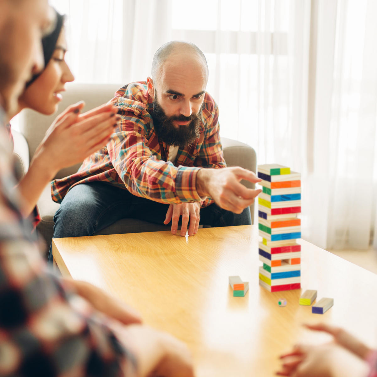 WACKELTURM - Multicolor, Holz (7.5/7.5cm) - Relaxdays