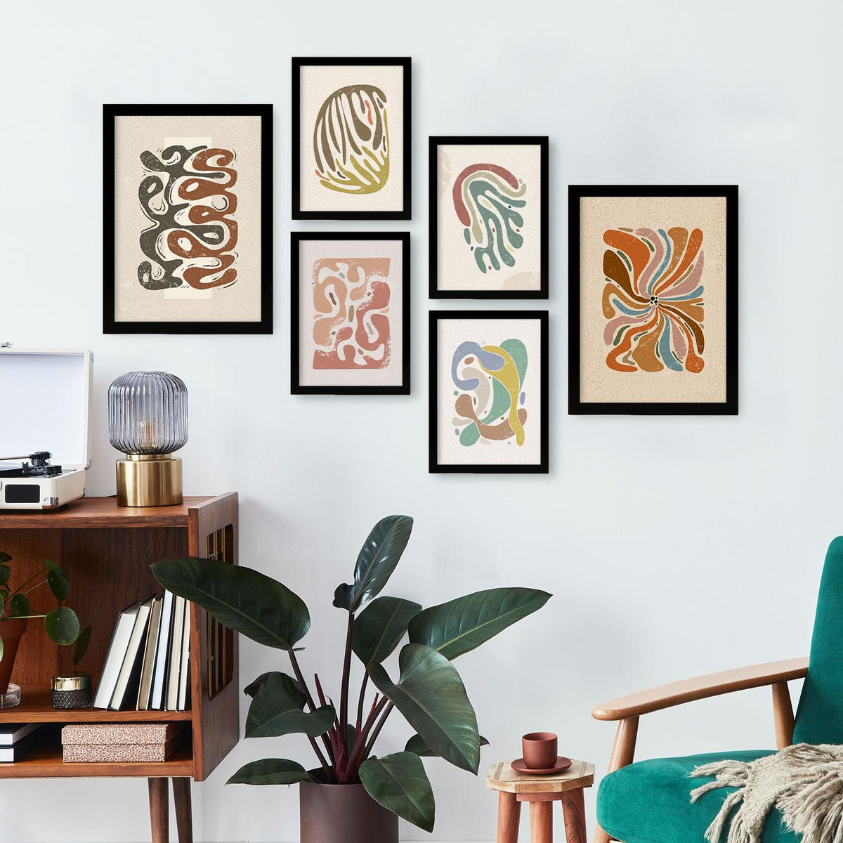 POSTER Set Mit 6 ethnische Bewegung Größe A3 & A4 Schwarzer Rahmen - Schwarz, Papier (29.7/1cm) - Nacnic