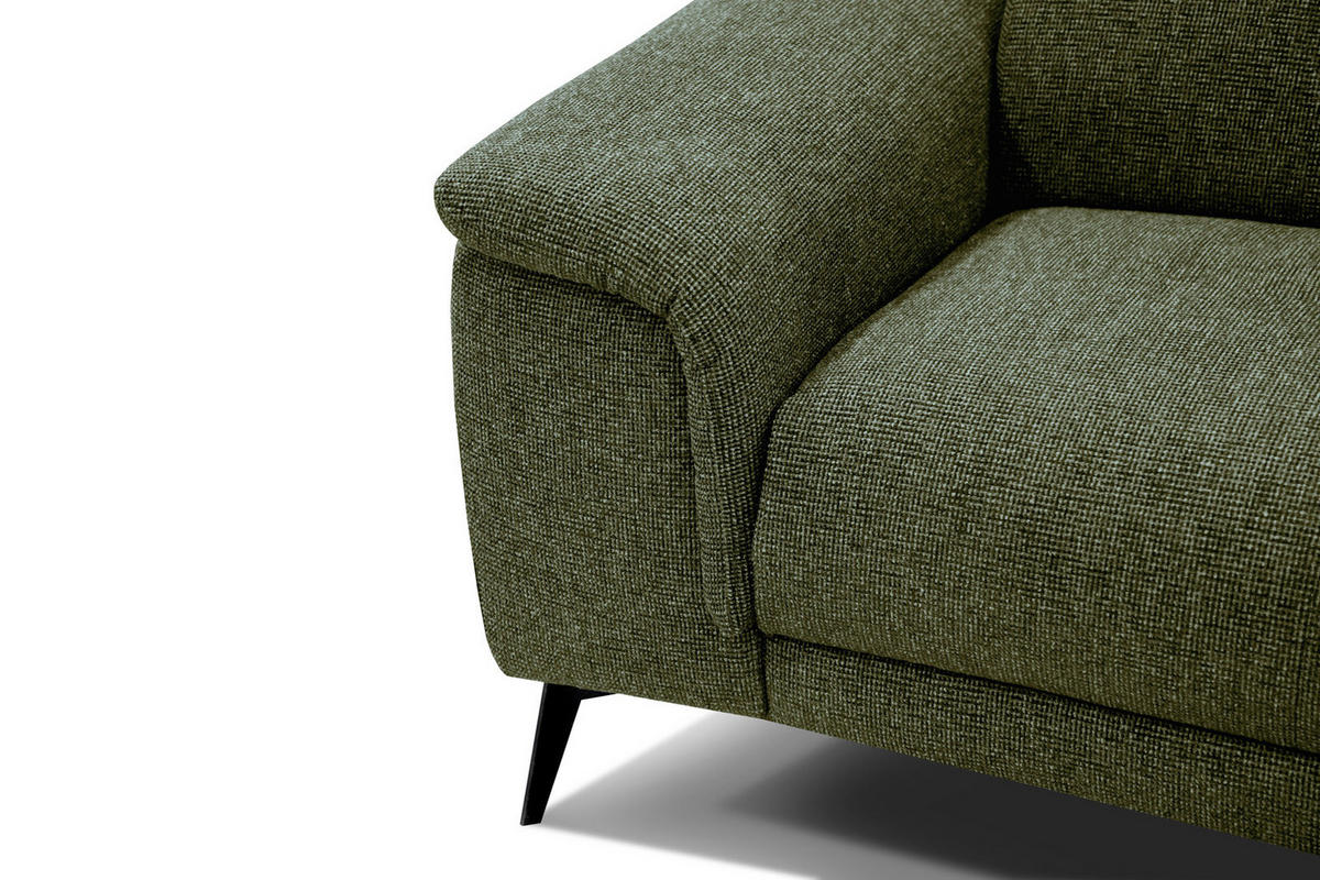 RELAXSOFA FIERO 3-Sitzer mit 1 Relaxfunktion, olivgrün - Schwarz/Olivgrün, Holzwerkstoff/Textil (212/82/103cm) - Courtois Laville