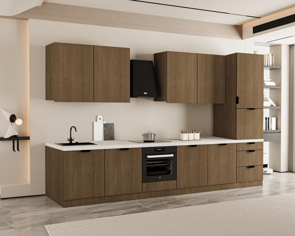 KÜCHENZEILE 360 cm - Sorento KS8-M360 - in Dunkle Eiche - Eichefarben, Holz (360/247/52cm)