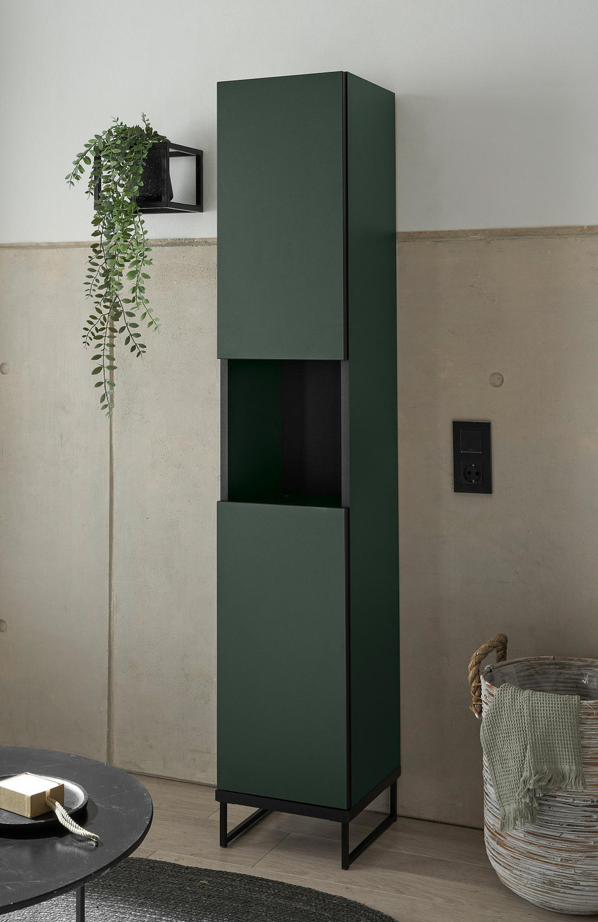 HOCHSCHRANK - Dunkelgrün, Holzwerkstoff (30/162/31cm) - home24