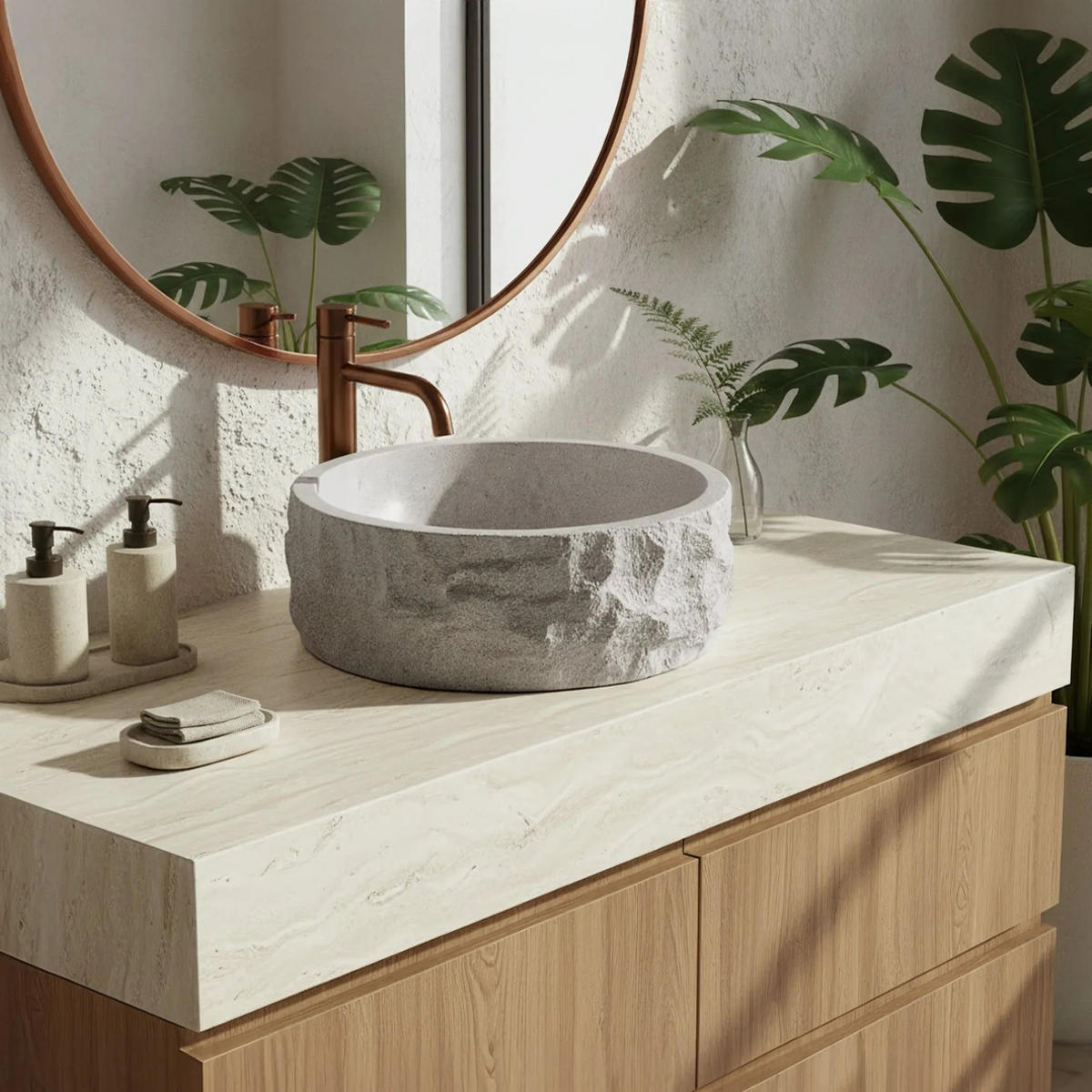 AUFSATZWASCHBECKEN Rea Alice Moon - Beige, Kunststoff (39/14.5/39cm) - REA