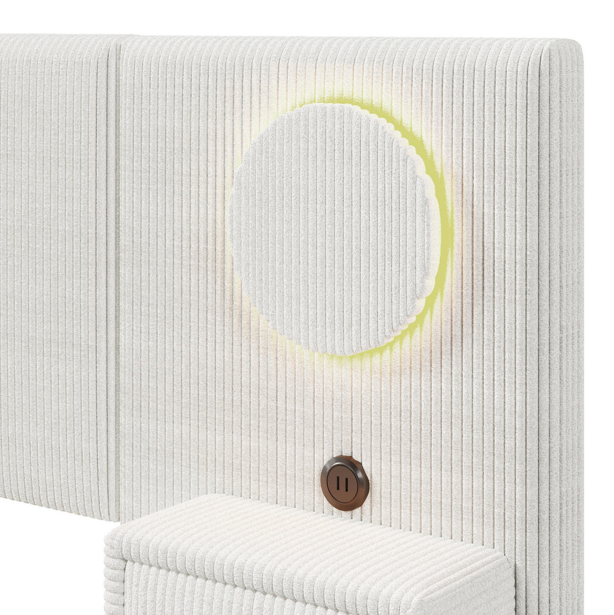 POLSTERBETT 180/200 cm in Beige aus Samt mit LED-Beleuchtung und USB-Anschlüssen - Beige, Textil (180/200cm) - Flora Grace