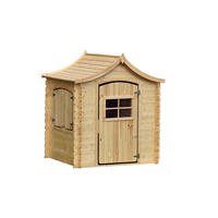 KINDERSPIELHAUS aus Holz MIT BÖDEN - B112xL146xH152 cm/1,1m2 - M550 - Beige, Holz (146/152/112cm) - Timbela