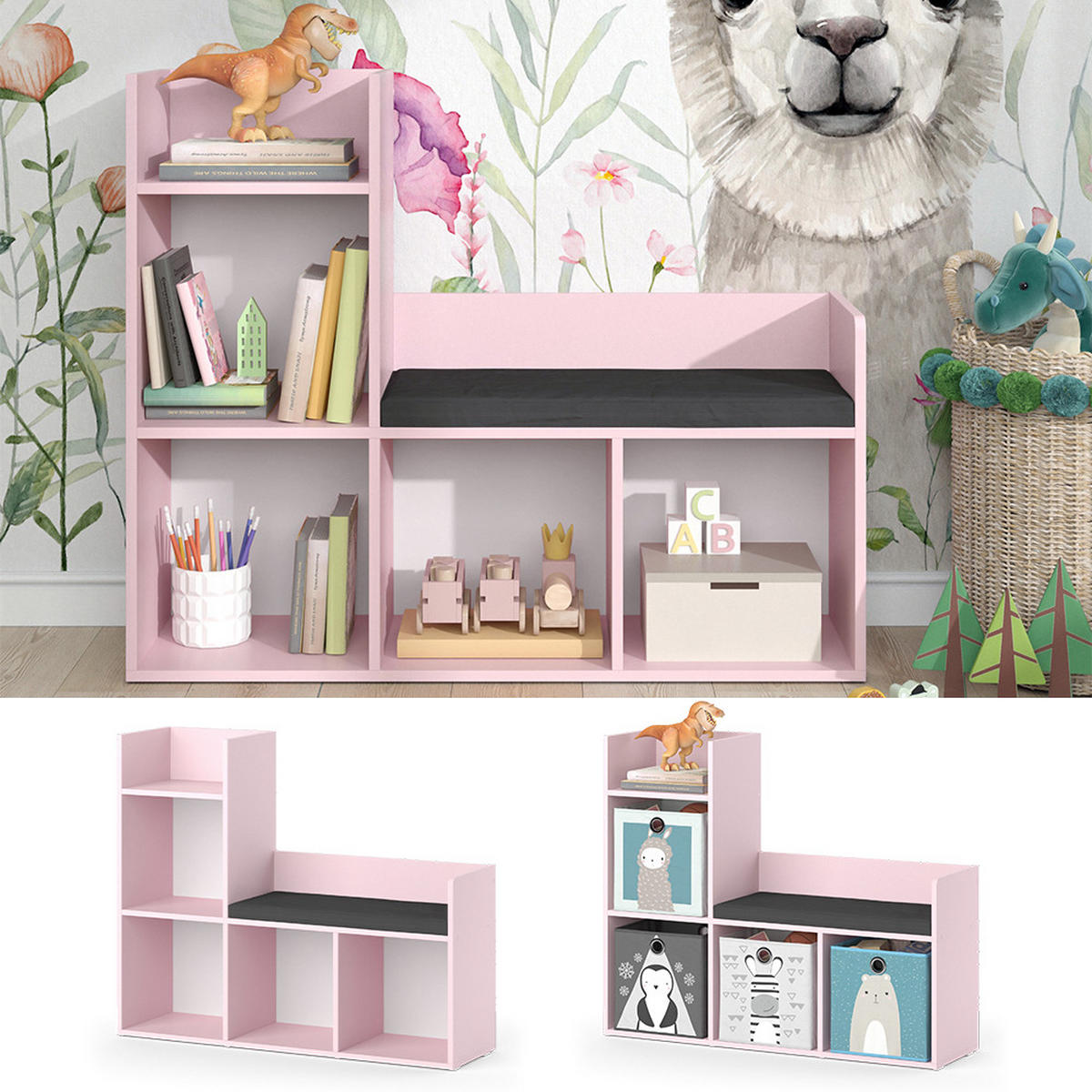 KINDERREGAL Luigi Rosa 107.2 x 88.6 cm ohne Faltboxen - Rosa, Holzwerkstoff (107.2/88.6/30.9cm) - Vicco