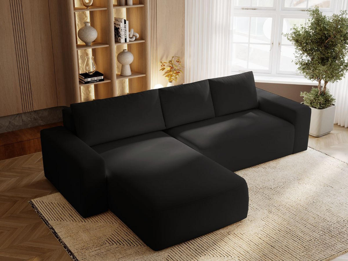 ECKSOFA Tazones Schwarz Links - Schwarz, Holz/Kunststoff (250/165cm) - Graingold
