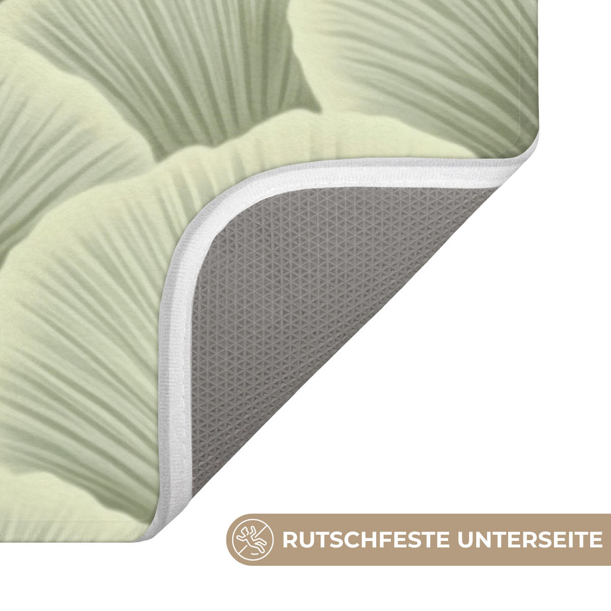 KOUPELNOVÁ PŘEDLOŽKA Vějíř - list - zelený 60x90 cm - pastelově zelená, textil/plast (60/90cm)
