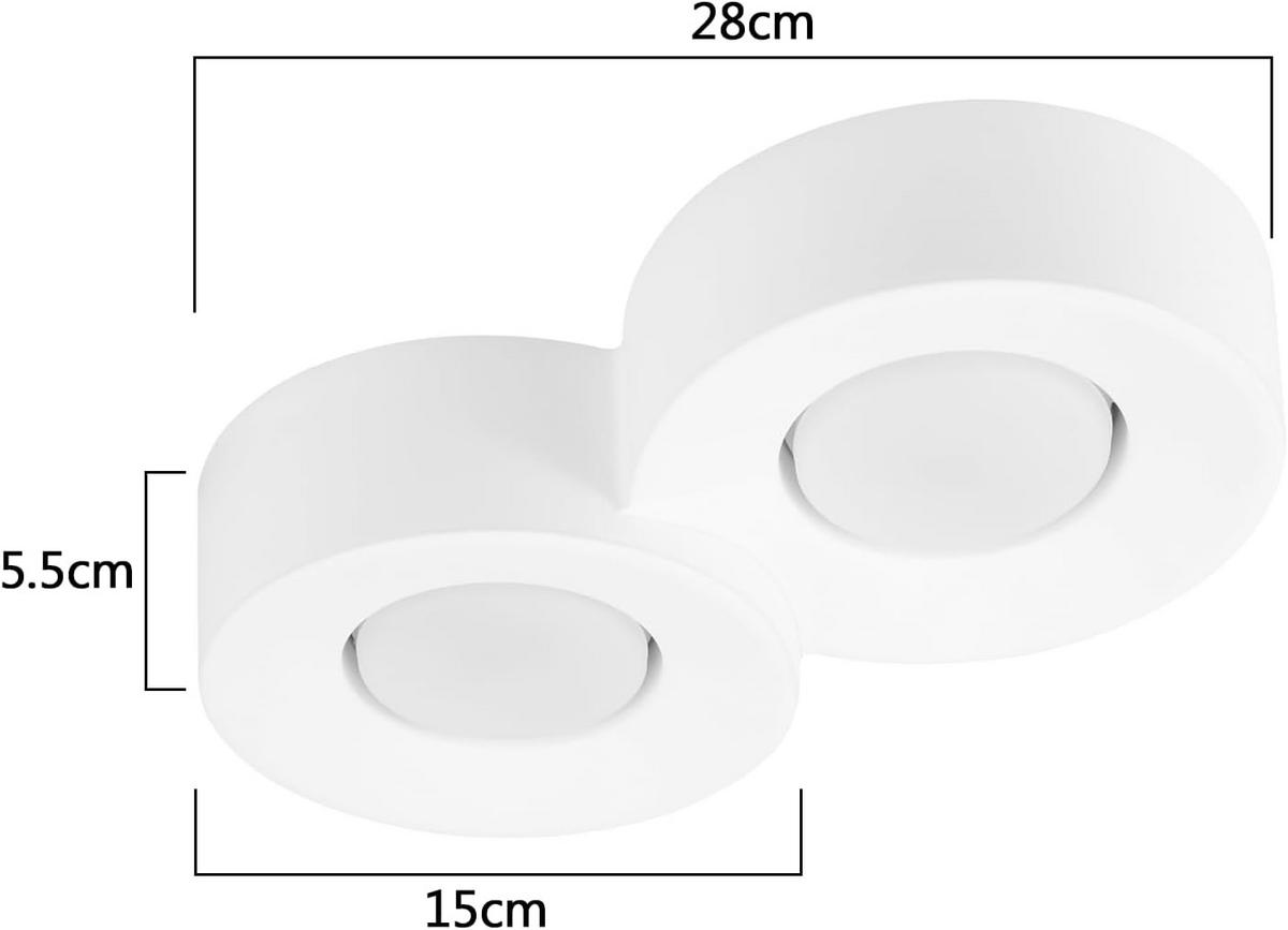 DECKENSTRAHLER Funkelhild 5.5/15/28 cm - Weiß, Metall (28/5.5/15cm) - ZMH