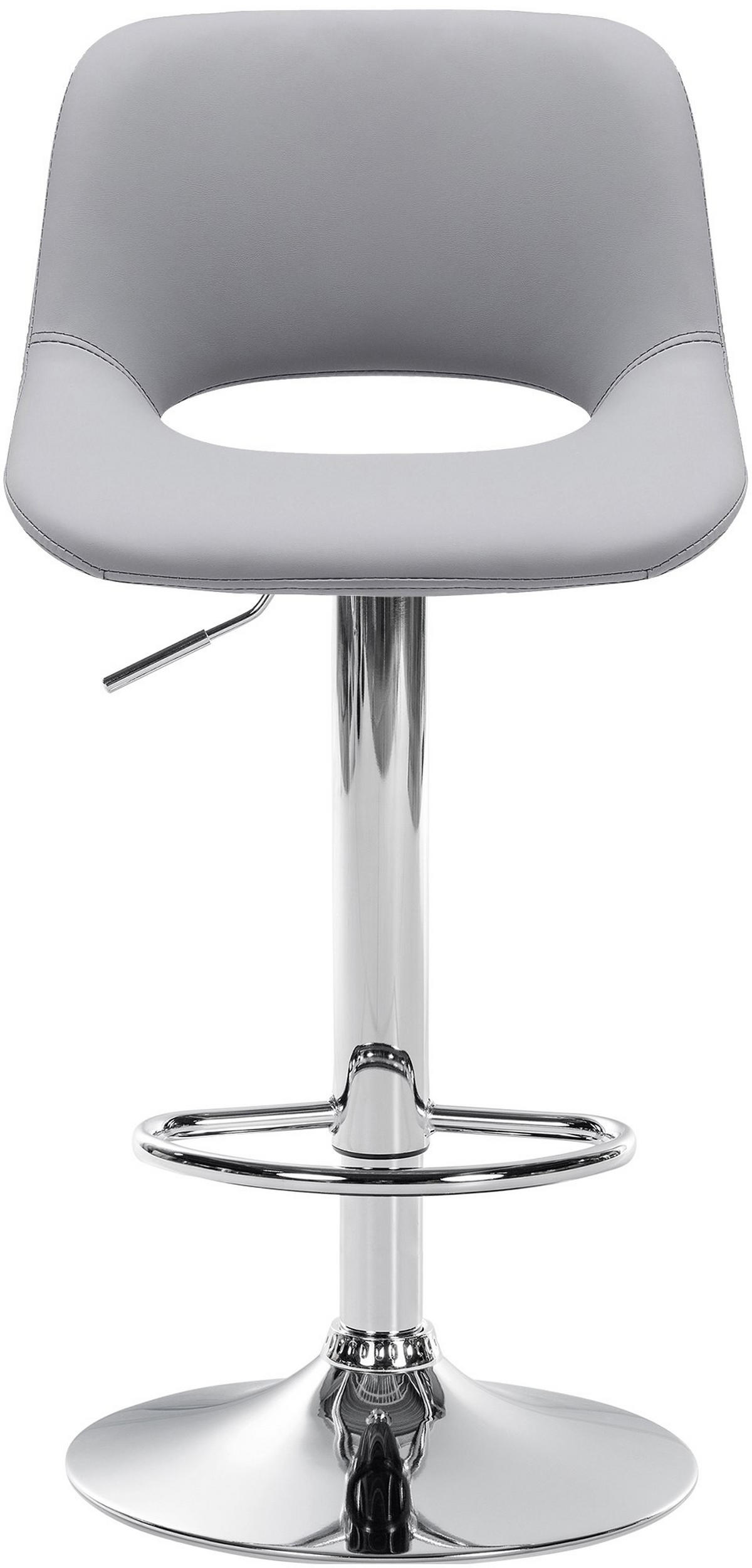 BARHOCKER JAKSON Grau Kunstleder Chrom - Grau, Leder/Metall (42/86/46cm) - DELUKE
