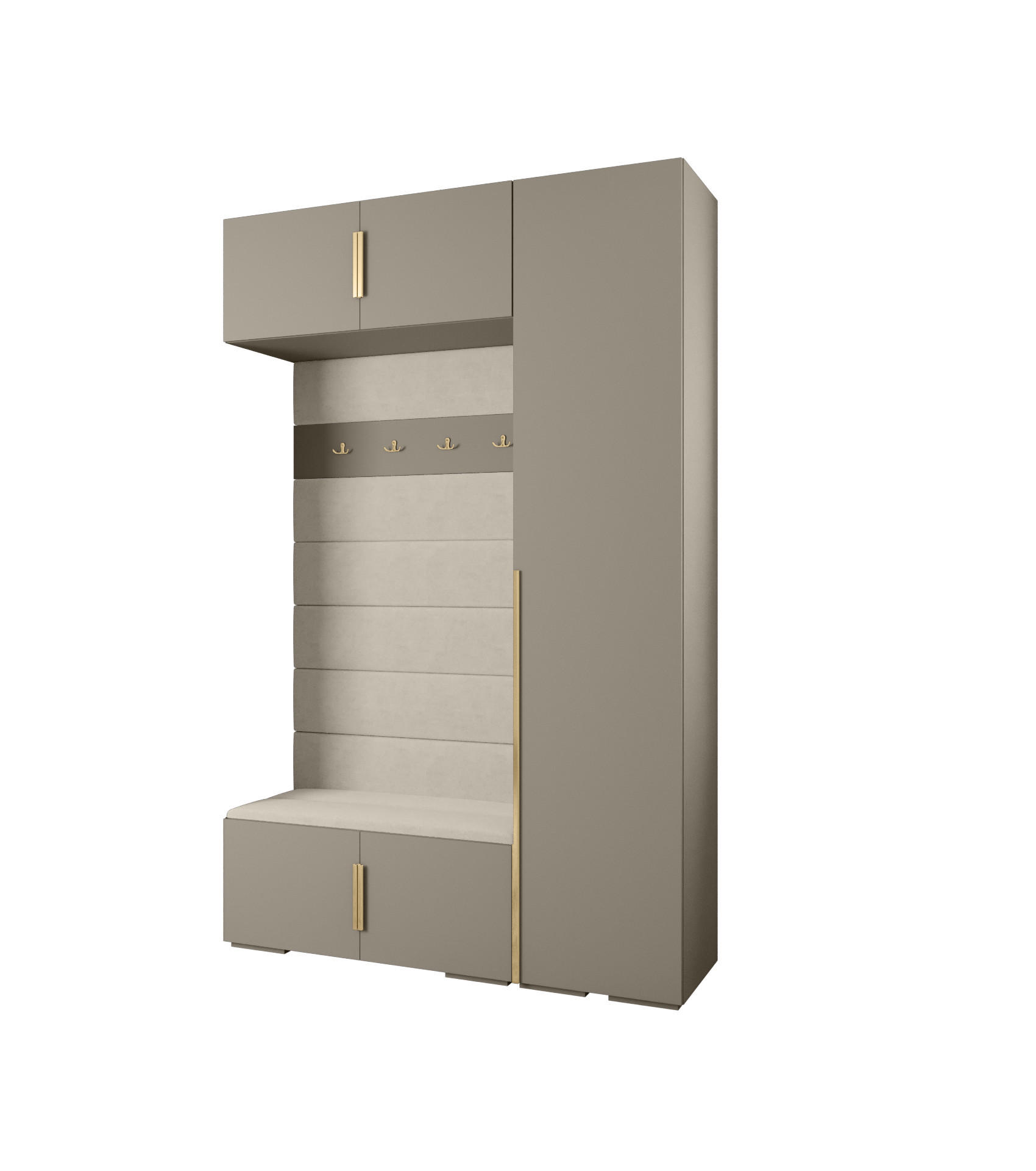 Abiks Möbel Garderoben-Set Kaschmir, Beige, Gold 150x236.7x47 cm