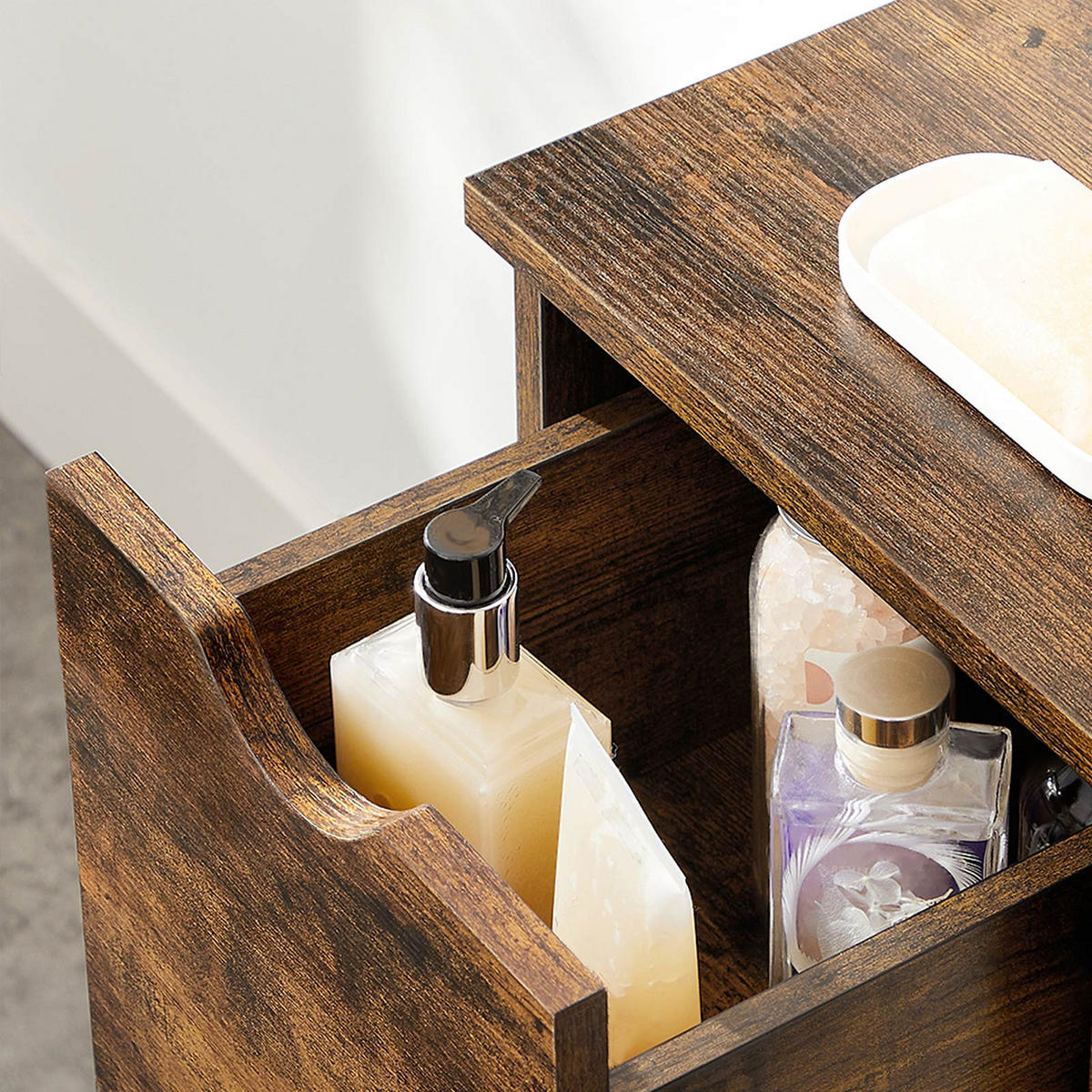 BADEZIMMERSCHRANK AUFBEWAHRUNGSSCHRANK - Braun, Holzwerkstoff (30/80/60cm) - Hansiro