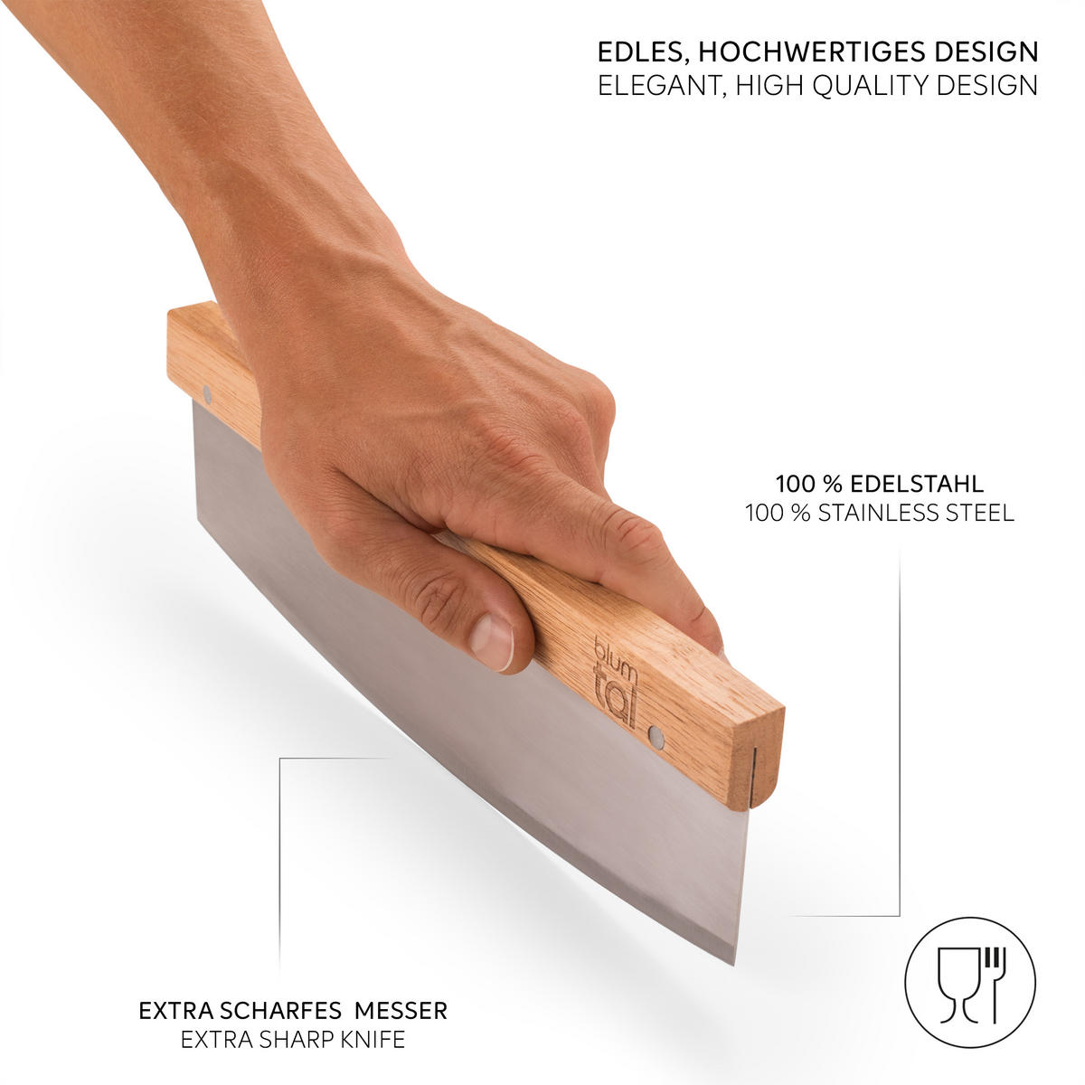 PIZZASCHNEIDER Lovisa - Edelstahlfarben, Holz/Metall (7/1/7cm) - Blumtal