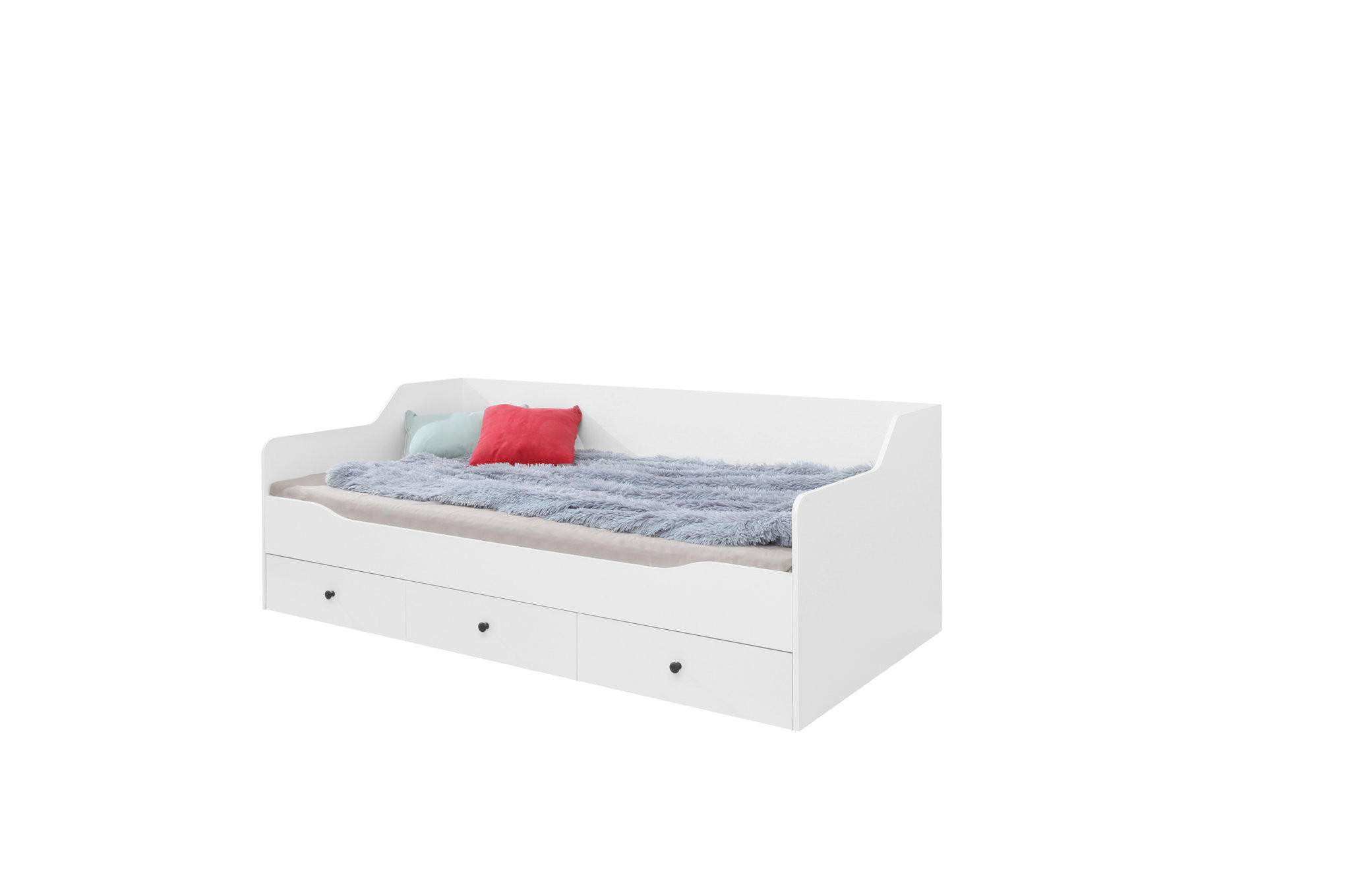 JUGENDBETT Hemma in Weiß Hochglanz 90 × 200 cm - Weiß, Holzwerkstoff