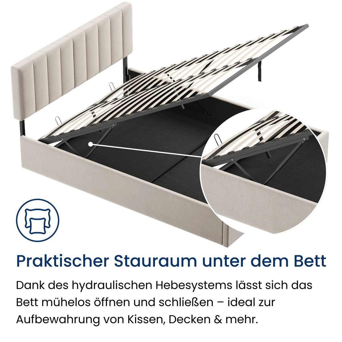 POLSTERBETT 160x200 cm in Beige - Beige, Metall (160/200cm) - Home Collective