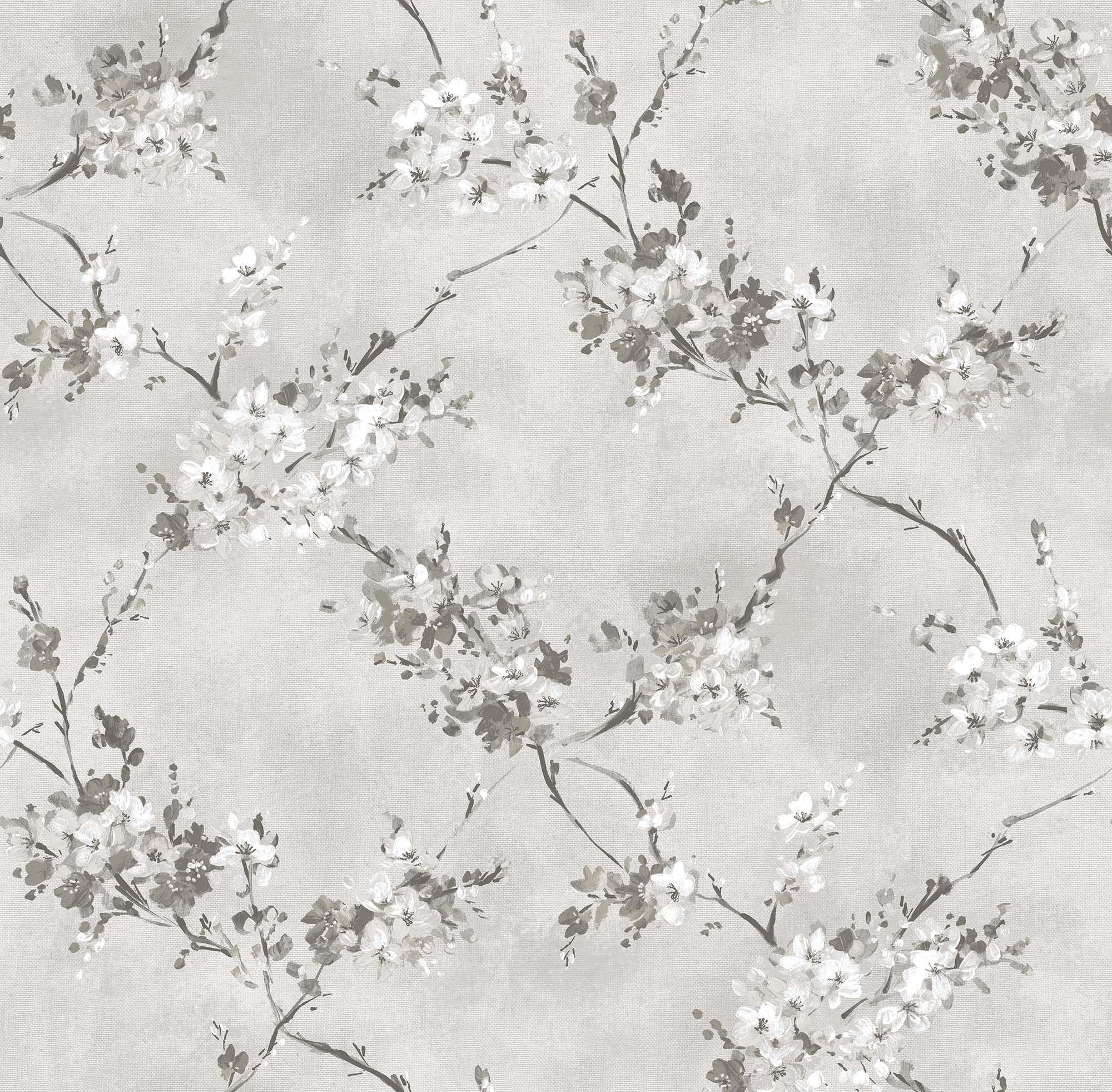 TAPETE Blumen 53 cm x 10 m - Grau, Papier (53/1000cm) - Sanders & Sanders