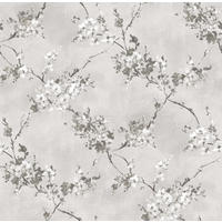 TAPETE Blumen 53 cm x 10 m - Grau, Papier (53/1000cm) - Sanders & Sanders