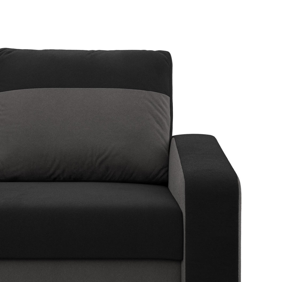 SOFA 2-SITZER MIT SCHLAFFUNKTION ORION, Schwarz + Grau - Schwarz/Grau, Textil (148/90/87cm)