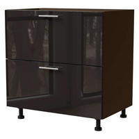 SCHUBALADENUNTERSCHRANK Essen D2A/90/1A Schwarz Hochglanz / Lava Matt 90 / 50 / 82cm - Schwarz Hochglanz/Dunkelgrau, Holz/Holzwerkstoff (90/82/50cm) - Feldmann-Wohnen