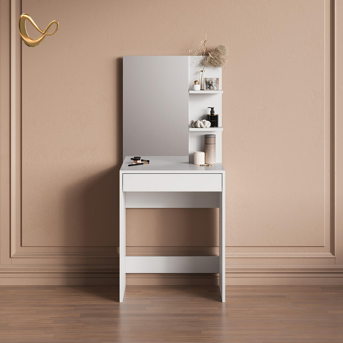 SCHMINKTISCH Nola Weiß 60 cm - Weiß, Holzwerkstoff (60/140/40cm) - Livinity®