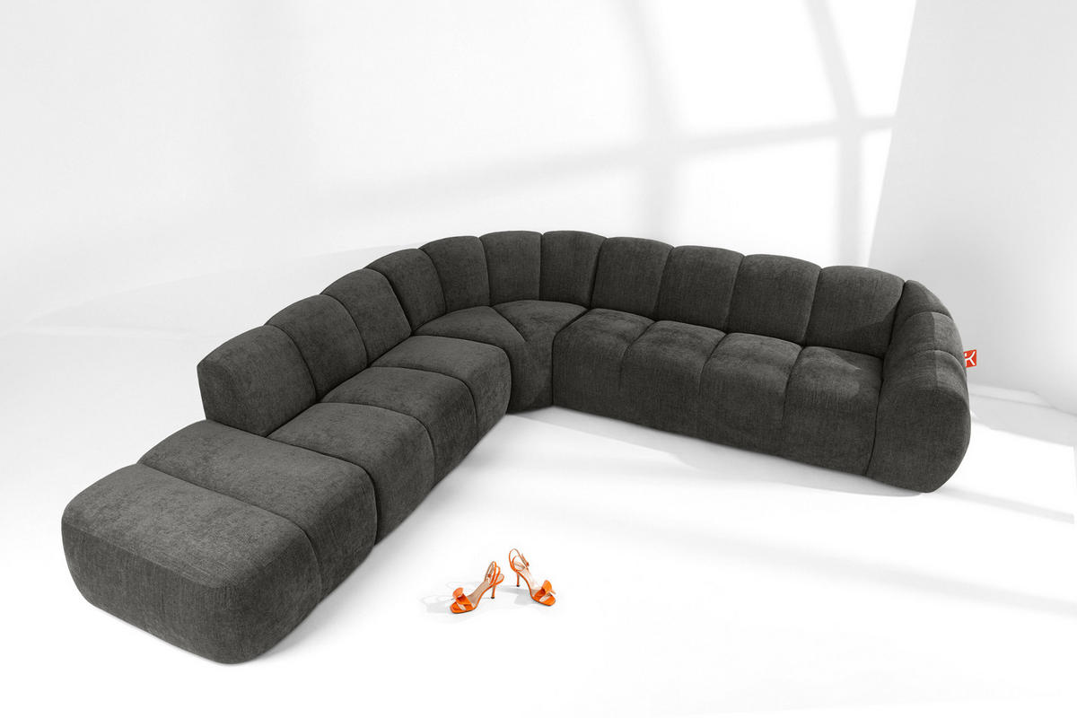 ECKSOFA LINKS FLAVA, Graphitfarben - Graphitfarben, Holz/Holzwerkstoff (310/314cm) - KONSIMO®
