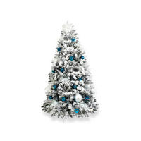 WEIHNACHTSBAUM geschmückt künstlich mit 215 Stk Kugeln POLAR BLUE 300 cm mit Metallständer - Weiß, Kunststoff (300cm) - LAALU