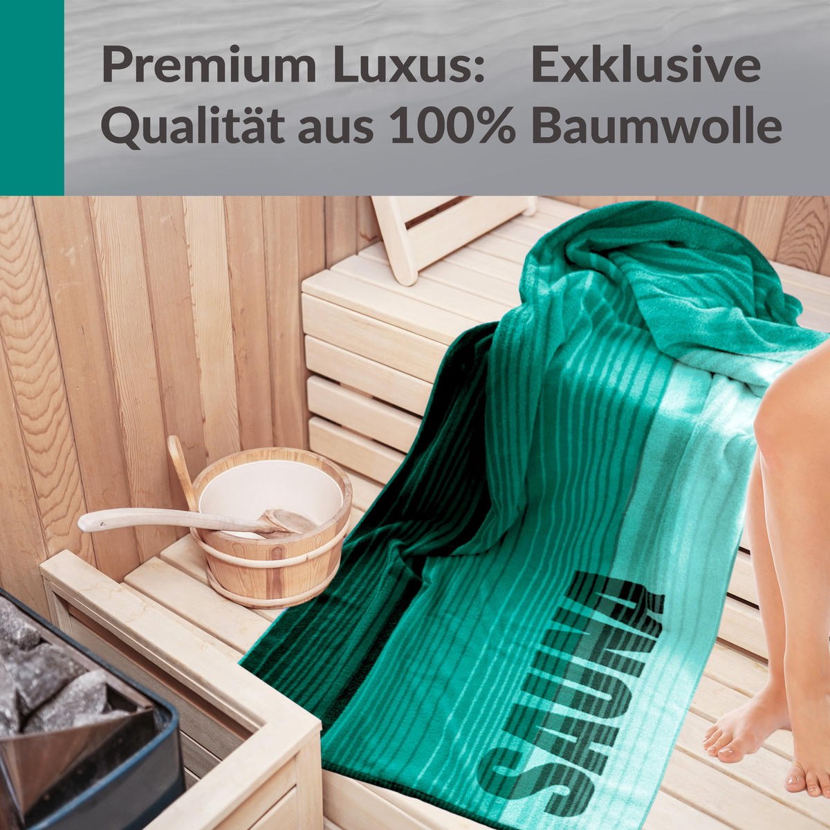SAUNAHANDTUCH Oslo Grün – Dunkelgrün 85x200 cm - Dunkelgrün/Grün, Textil (85/200cm) - Lashuma