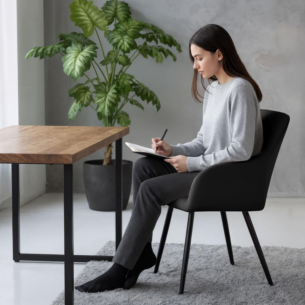 ČALÚNENÉ STOLIČKY, sada 2 ks, kovové nohy, čierna 54,5/82/58 - čierna, textil (55/82/52cm) - RAUMHIRSCH FURNITURE