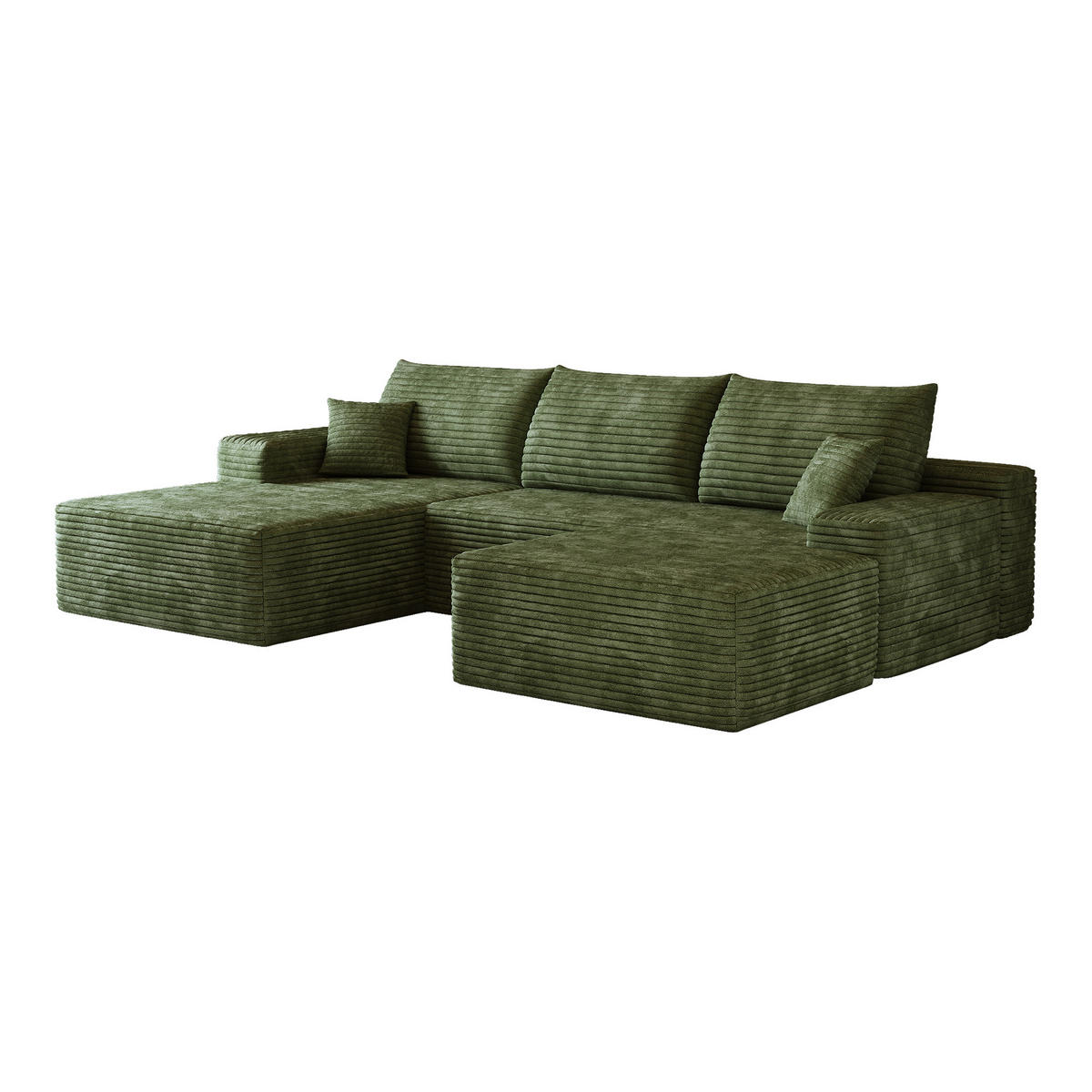 WOHNLANDSCHAFT DE-34857 U-Form 2-Sitzer Chaiselongue links Grün - Grün, Textil (175/83/270cm) - ComfortXL