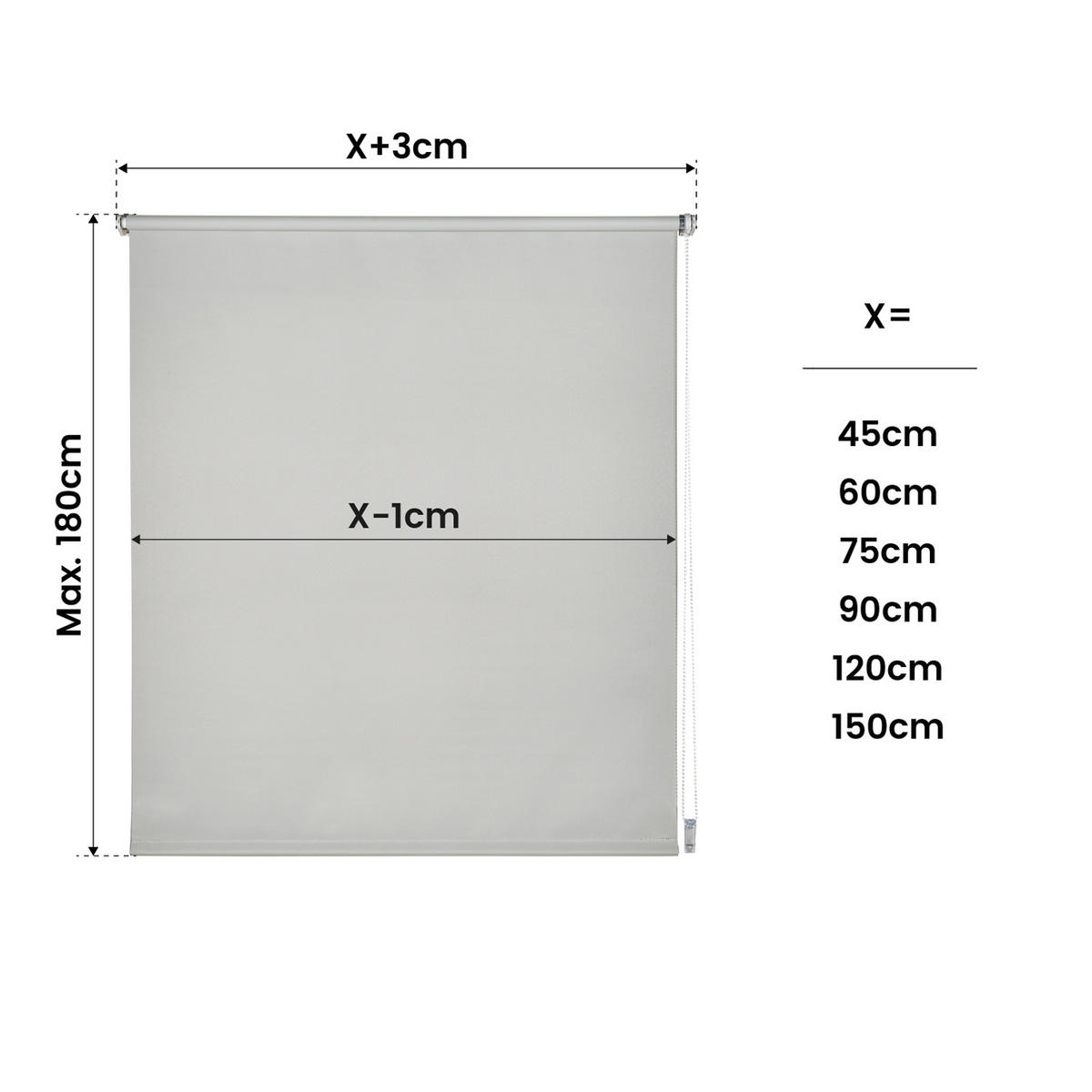 VERDUNKELUNGSROLLO, Hellgrau, 45 x 180 cm - Grau, Kunststoff (45/180cm) - STORESDECO