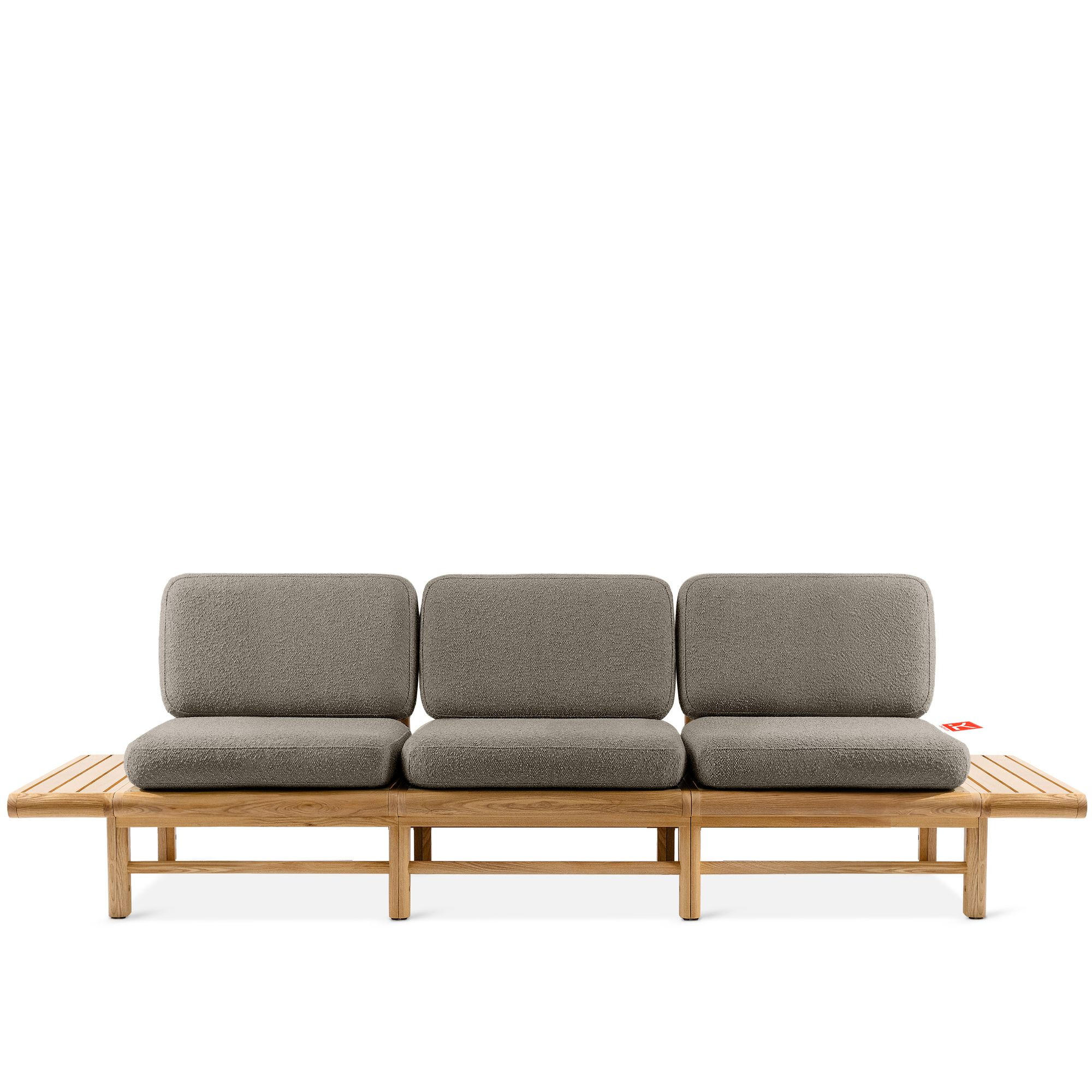 GARTENSOFA ATREDA 3-Sitzer, mit beideseitig Ablagen - Grau, Holz/Textil (260/74/80cm) - KONSIMO®