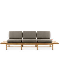GARTENSOFA ATREDA 3-Sitzer, mit beideseitig Ablagen - Grau, Holz/Textil (260/74/80cm) - KONSIMO®
