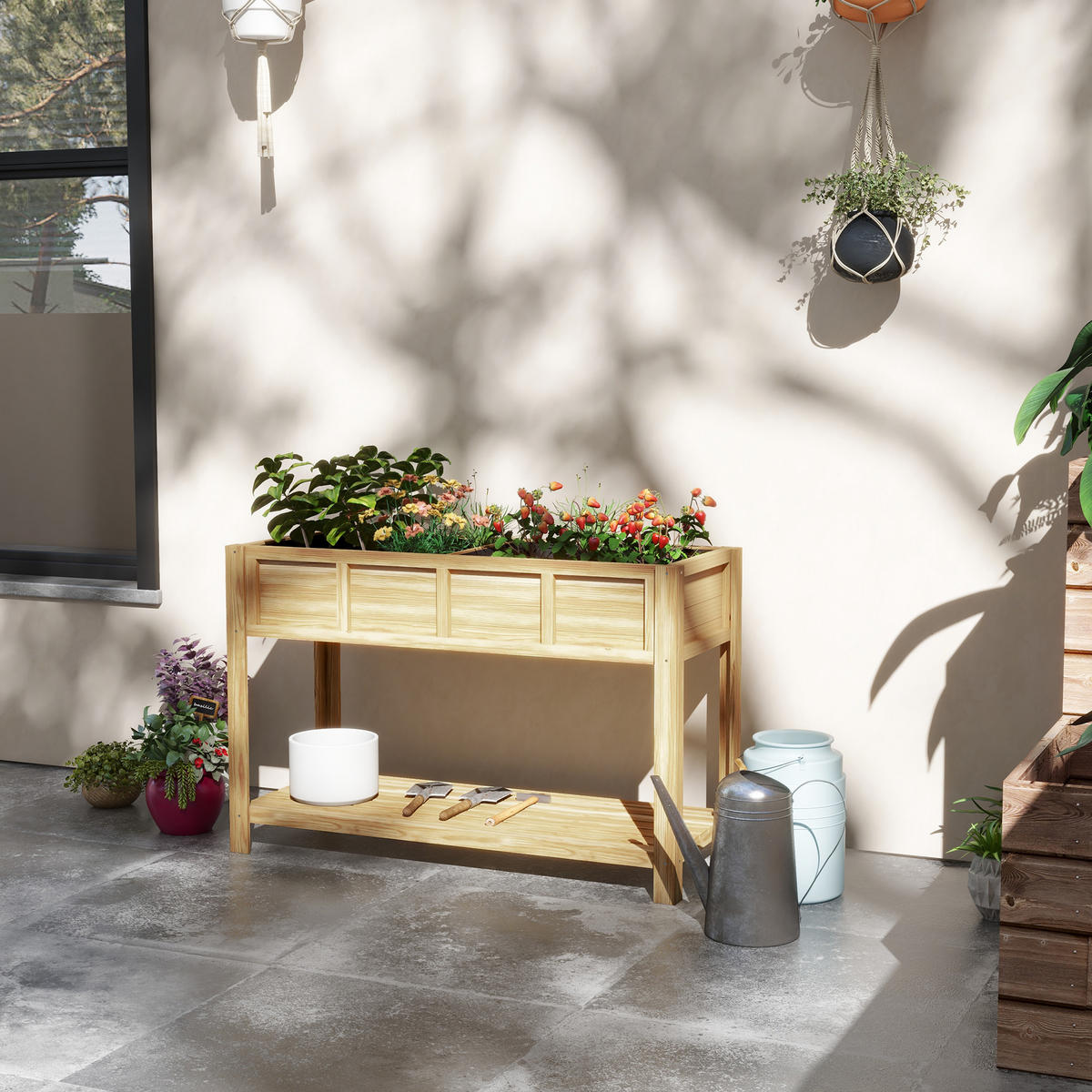 HOCHBEET DE-15997 mit herausnehmbarem Separator Holz - Naturfarben, Holzwerkstoff (115/75/46cm) - ComfortXL