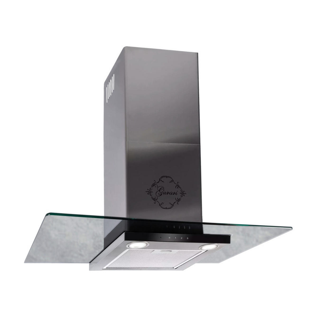 DUNSTABZUGSHAUBE GCH T 466 IS 90 BL PRIME + Umluftset, 90 cm Edelstahl Glas - Silberfarben, Glas/Metall (90/78/43cm) - Gurari