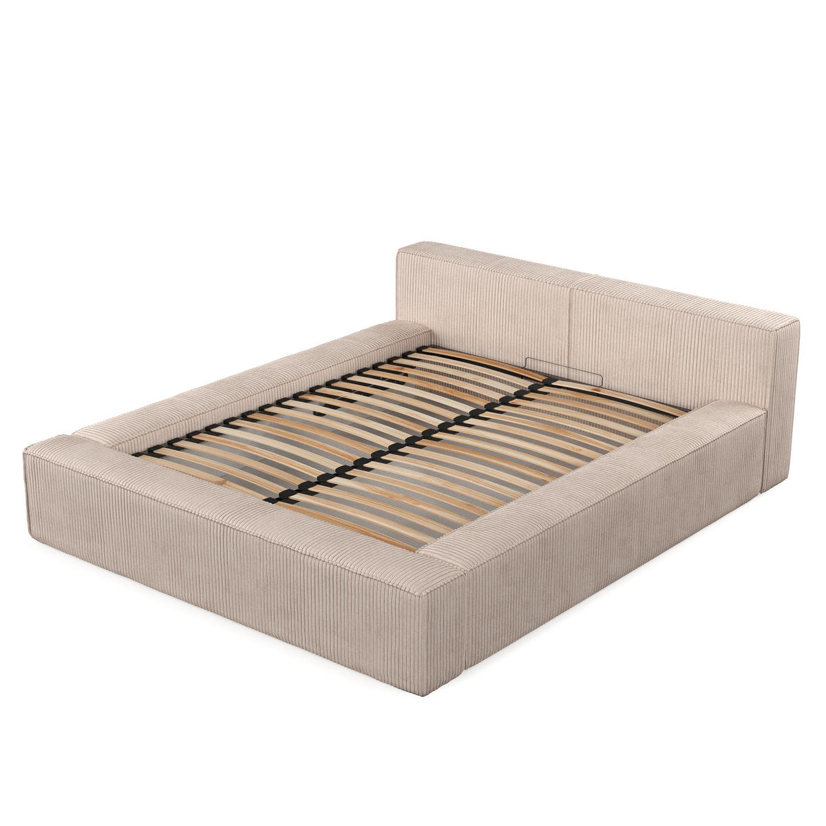 POLSTERBETT Casto mit Stauraum 180/200 cm Hellbeige im Poso Stoff - Beige/Schwarz, Holz/Holzwerkstoff (180/200cm) - AltaBeds