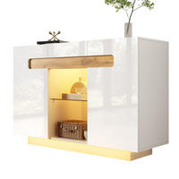 SIDEBOARD in Weiß und Naturholzoptik 120x40x80 cm mit LED-Beleuchtung und Glasablagen - Weiß, Holzwerkstoff (40/80/120cm) - IVMEU