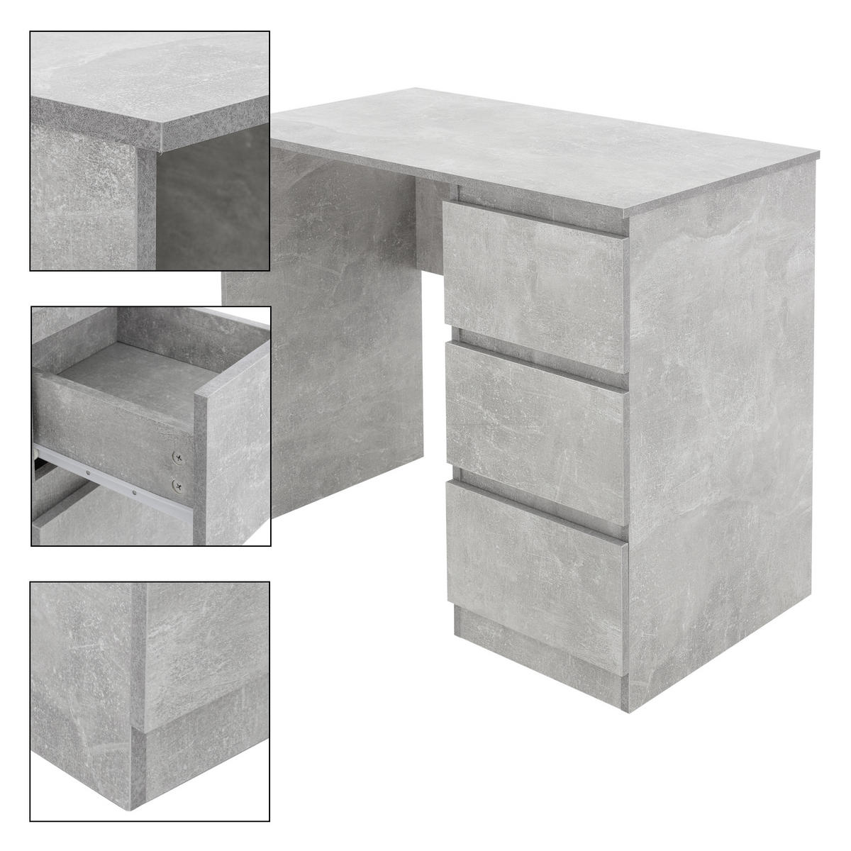 SCHREIBTISCH - Grau, Holzwerkstoff (90/50/76cm) - ML-DESIGN