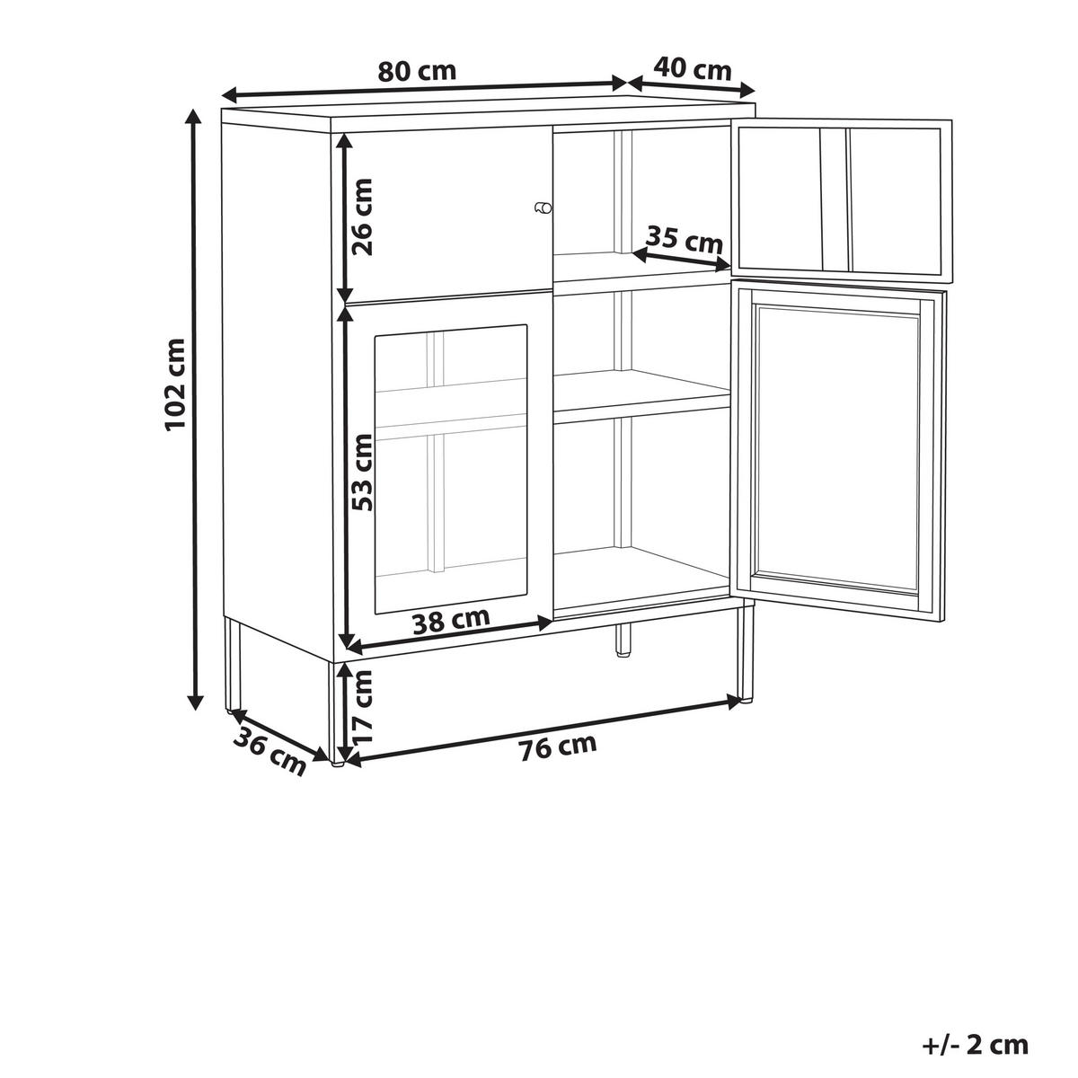 SIDEBOARD se skleněnými dveřmi Kov 80 cm Černý Esholt - černá, kov (80/102/40cm) - Beliani