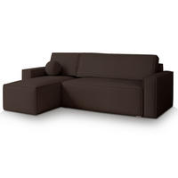 ECKSOFA RAVELO P Braun Kordstoff mit Schlaffunktion - Braun, Holz (240/140cm) - MASSENO