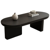 COUCHTISCH DE-37137 oval mit minimalistischen Beinen Schwarz - Schwarz, Holzwerkstoff (119.7/49.8/35.5cm) - ComfortXL