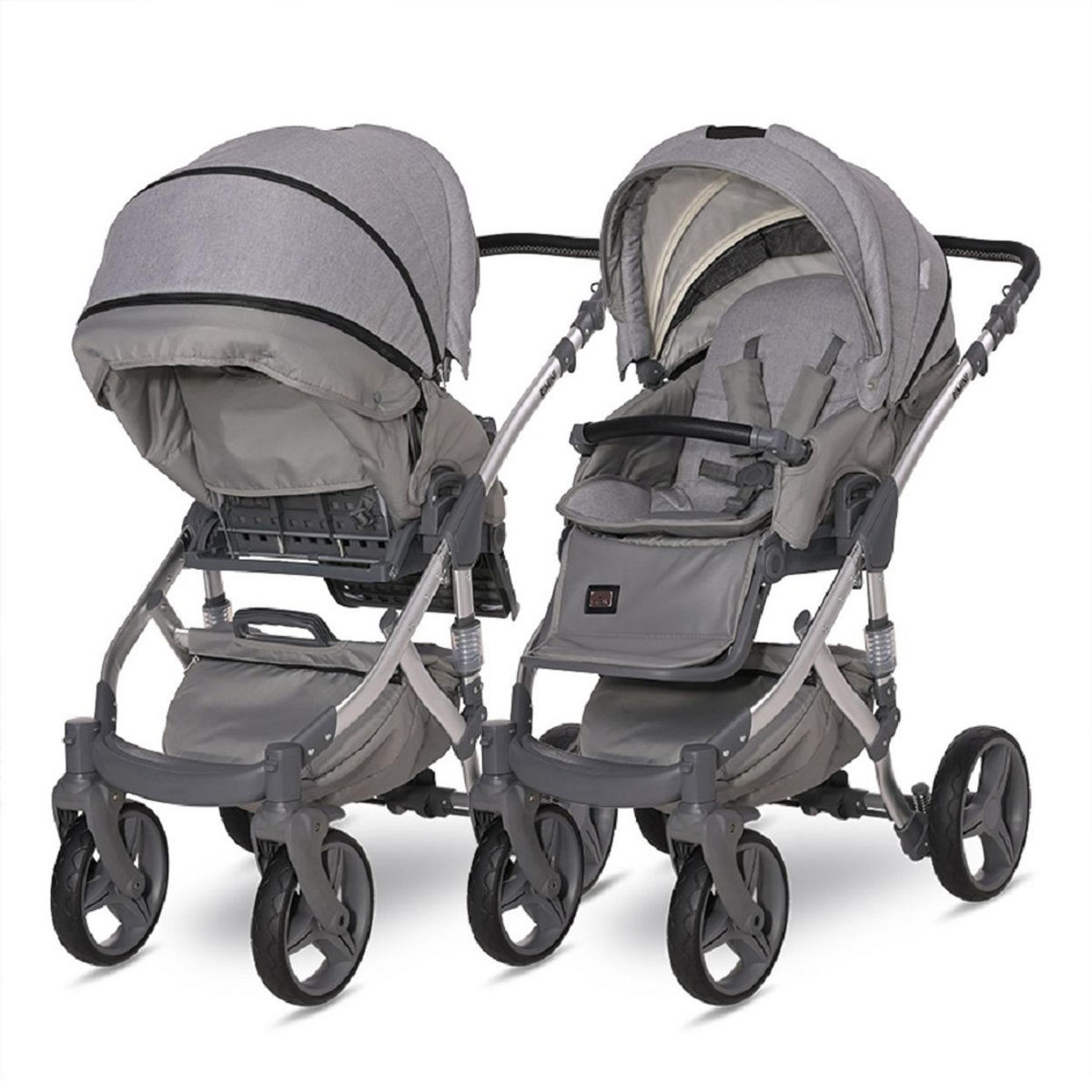 KOMBIKINDERWAGEN Rimini Premium hellgrau Sportsitz Tragewanne Moskitonetz verstellbar - Grau, Metall (112/60/117cm) - Lorelli