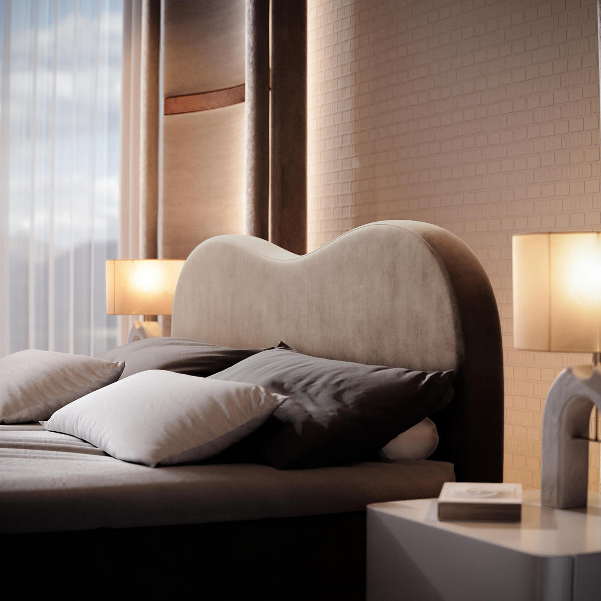 BOXBETT FLUVIA M 180x200 cm mit Matratze und Topper - Beige - Beige, Holz (180/200cm) - MASSENO