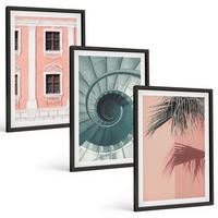 BILDER SET 3er Set - 40x60 cm Schwarzer Rahmen - Pastellfarbene Spiralarchitektur - Schwarz, Kunststoff (40/60cm) - TULUP
