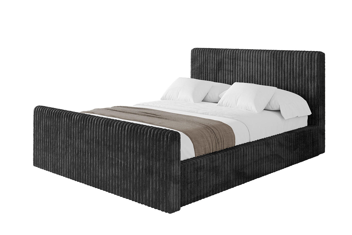 POLSTERBETT mit Bettkasten, Fußteil und Lattenrost, Boxbett ohne Matratze - ALOVA-Z-V1 180x200 Schwarz - Schwarz, Holzwerkstoff/Textil (180/200cm) - ALTDECOR