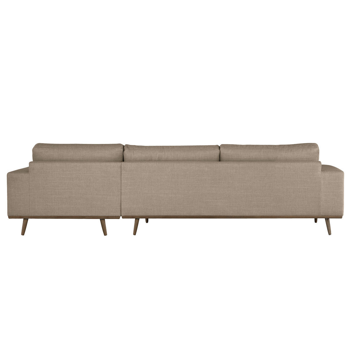 ECKSOFA mit Ottomane - Taupe/Eichefarben, Eichenholz/Textil (287/219cm) - home24