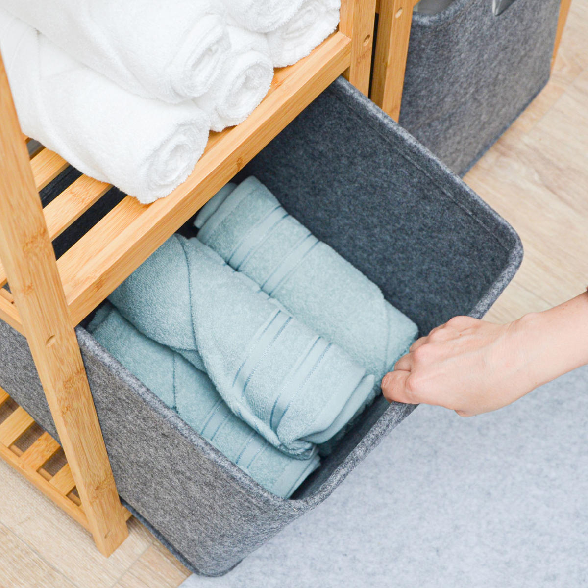 AUFBEWAHRUNGKORB FILZ 32/26 , grau - Grau, Kunststoff (23/32/26cm) - Dunedesign