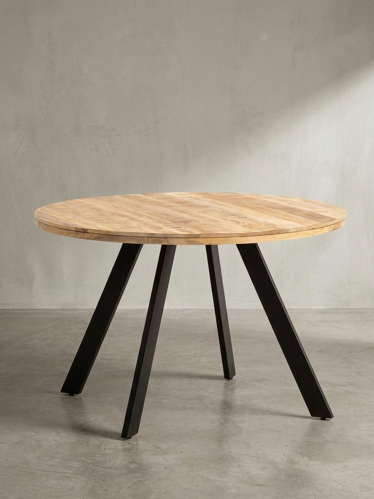 ESSZIMMERTISCH – Rund Mango Massivholz 120x120x76 cm Metallbeine - Schwarz/Braun, Holz/Metall (120/120/76cm) - KADIMA DESIGN