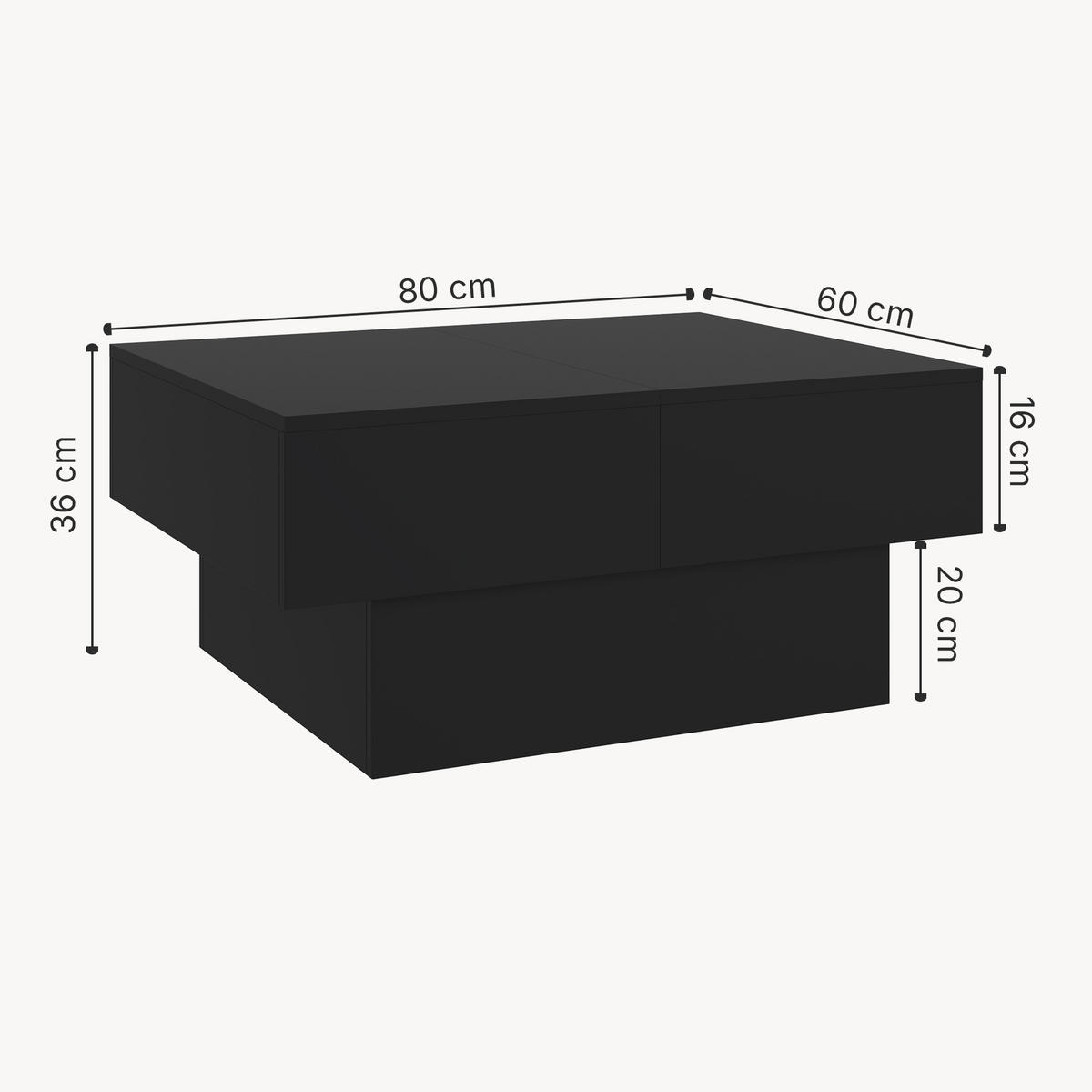 KONZOLOVÝ STOLEK Lens 80/60/36 cm - černá, kompozitní dřevo (60/80/36cm) - [en.casa]