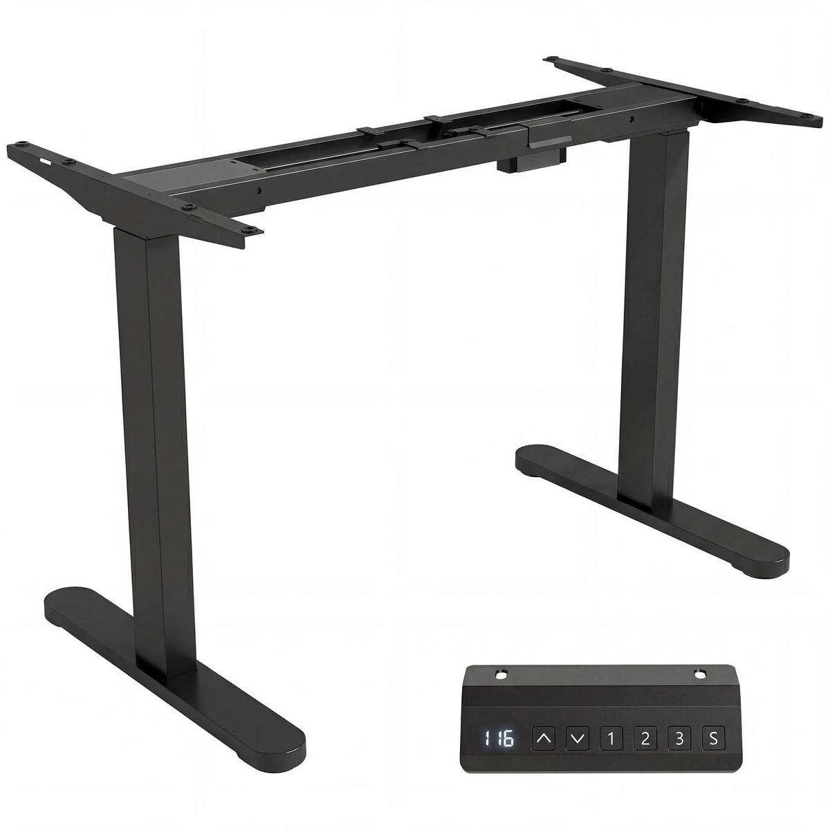 SCHREIBTISCHGESTELL elektrisch höhenverstellbar mit Speicherfunktion - Schwarz, Metall (60/100/70cm) - Gisaae