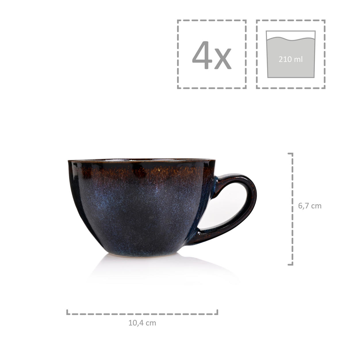 KAFFEESERVICE TOKIO - 12 teilig aus Steingut - Dunkelblau, Keramik (26/34/24.75cm) - Sänger