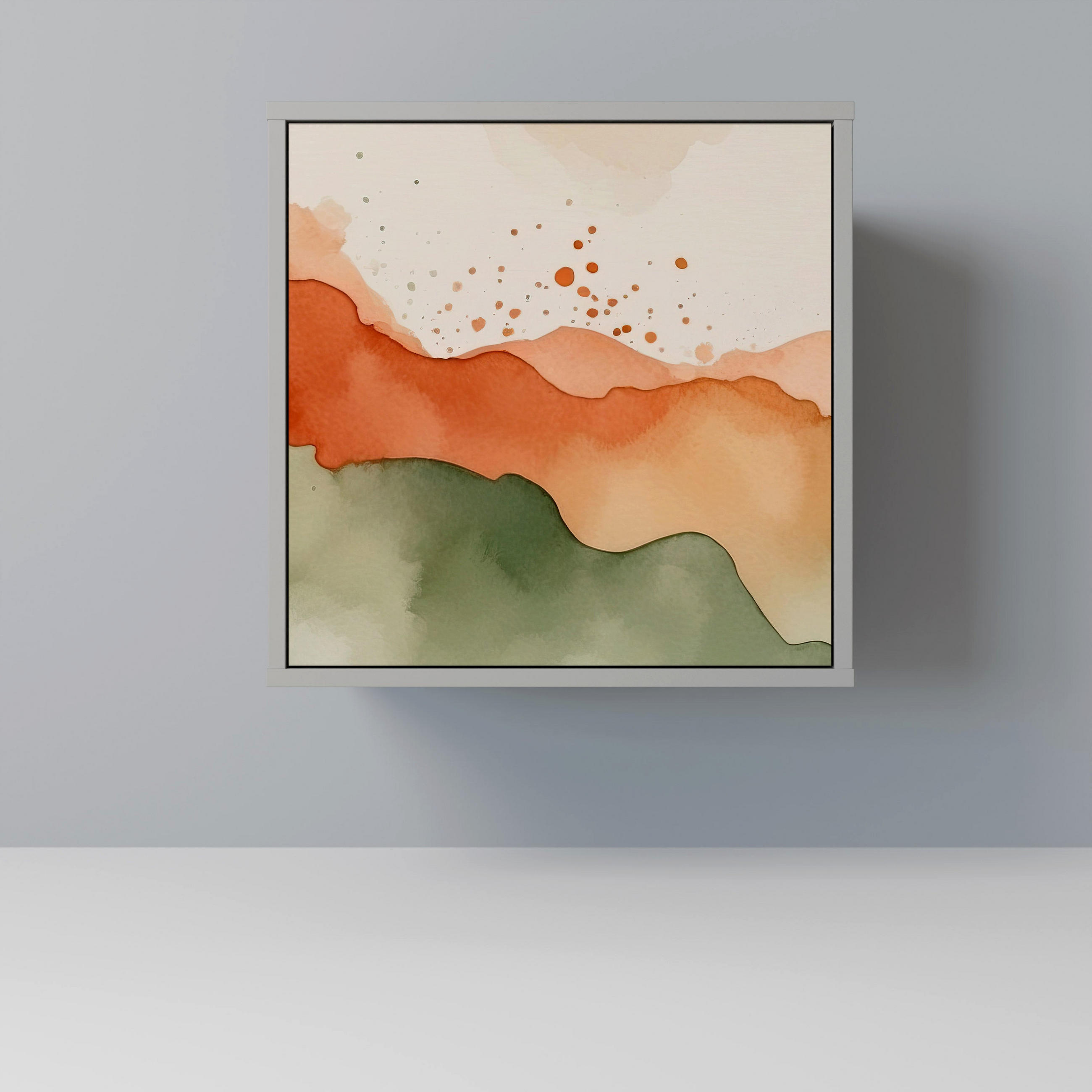 SIDEBOARD WATERCOLOUR PEAKS, Grau, 57,5x42x57,5 cm, Ohne Füße - Multicolor/Grau, Holzwerkstoff (57.5/57.5/42cm) - SpaceRebels